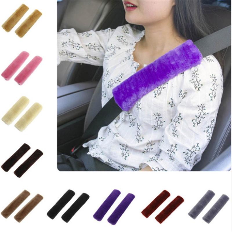 2pcs Universal Car Seat Belt Cover Adjustable Plush Car Safety Belt Cover Shoulder Pad for Kids Adults Car Interior Accessories