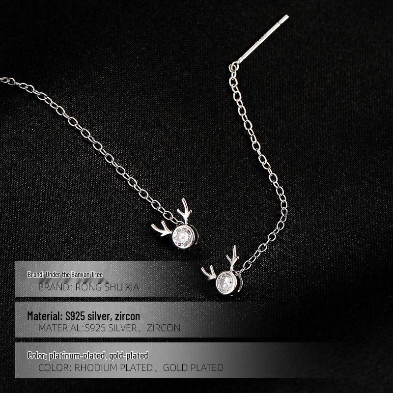 Náušnice s třásněmi Banyan Tree S925 Stříbro Paroh s vsazenými diamanty - Dámská vánoční edice.