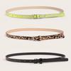 Simple PU Leopard Pattern Thin Belt Versatile Fashion Clothing with Skirt Belt Set