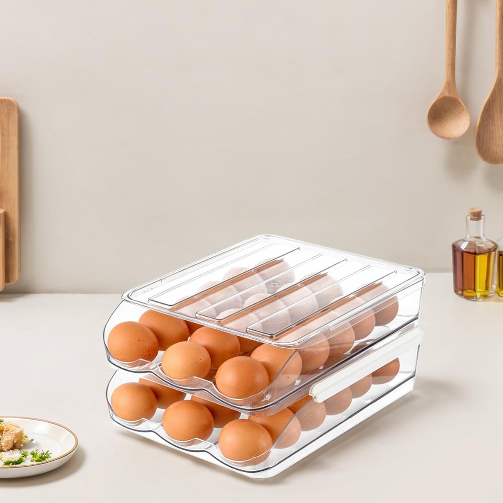 Automatic Rolling Egg Dispenser 1/2/3 Layer Egg Storage Bin Holds 18/32/54 Eggs Sliding Egg Organizer  for Refrigerator