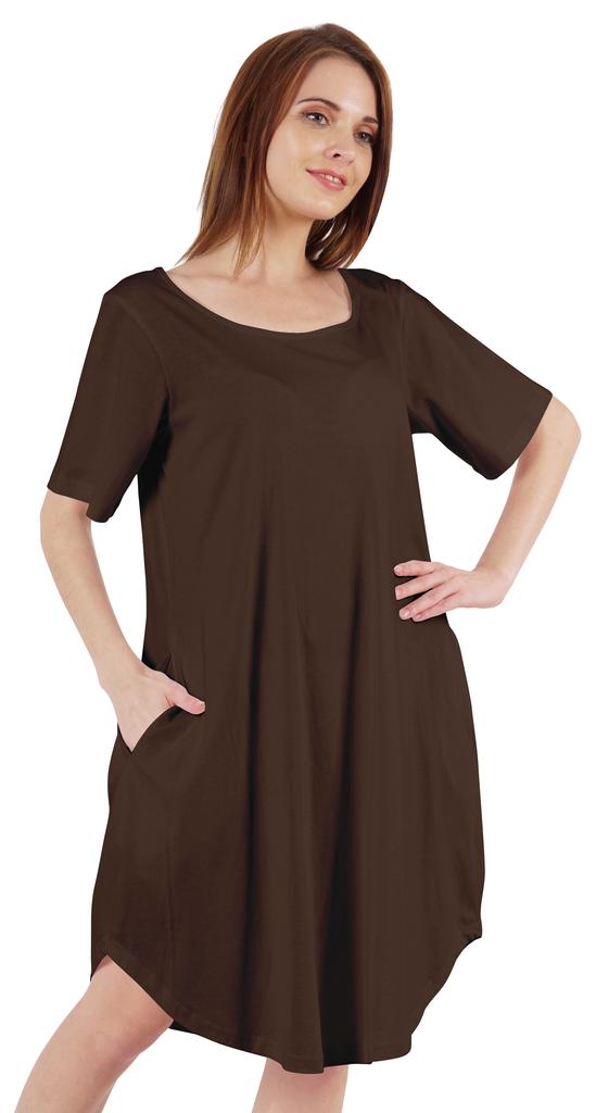 Inkmeso Noční košile pro ženy s krátkým rukávem W Noční košile s kulatým výstřihem Jersey tunika