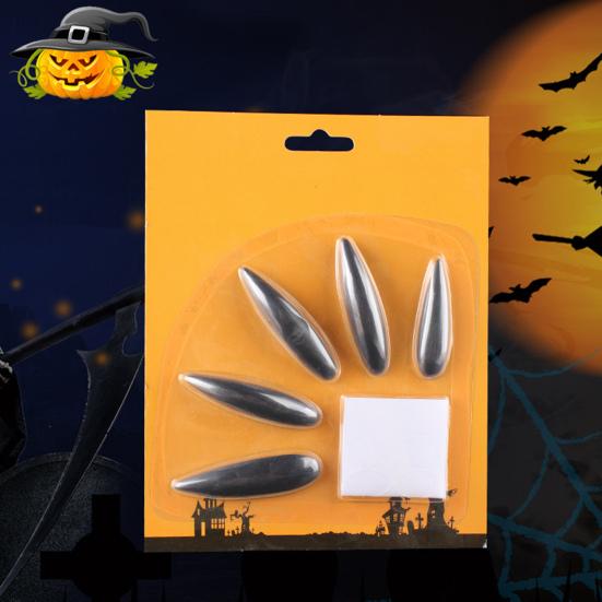 10Pcs Witch Nails Extra Long High Gloss Full Cover Sharp DIY Cosplay Props Plastic Halloween Zombie Costume Party False Nails for Festival