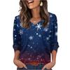 Women's Fashionable Casual Christmas Printed V-neck Top