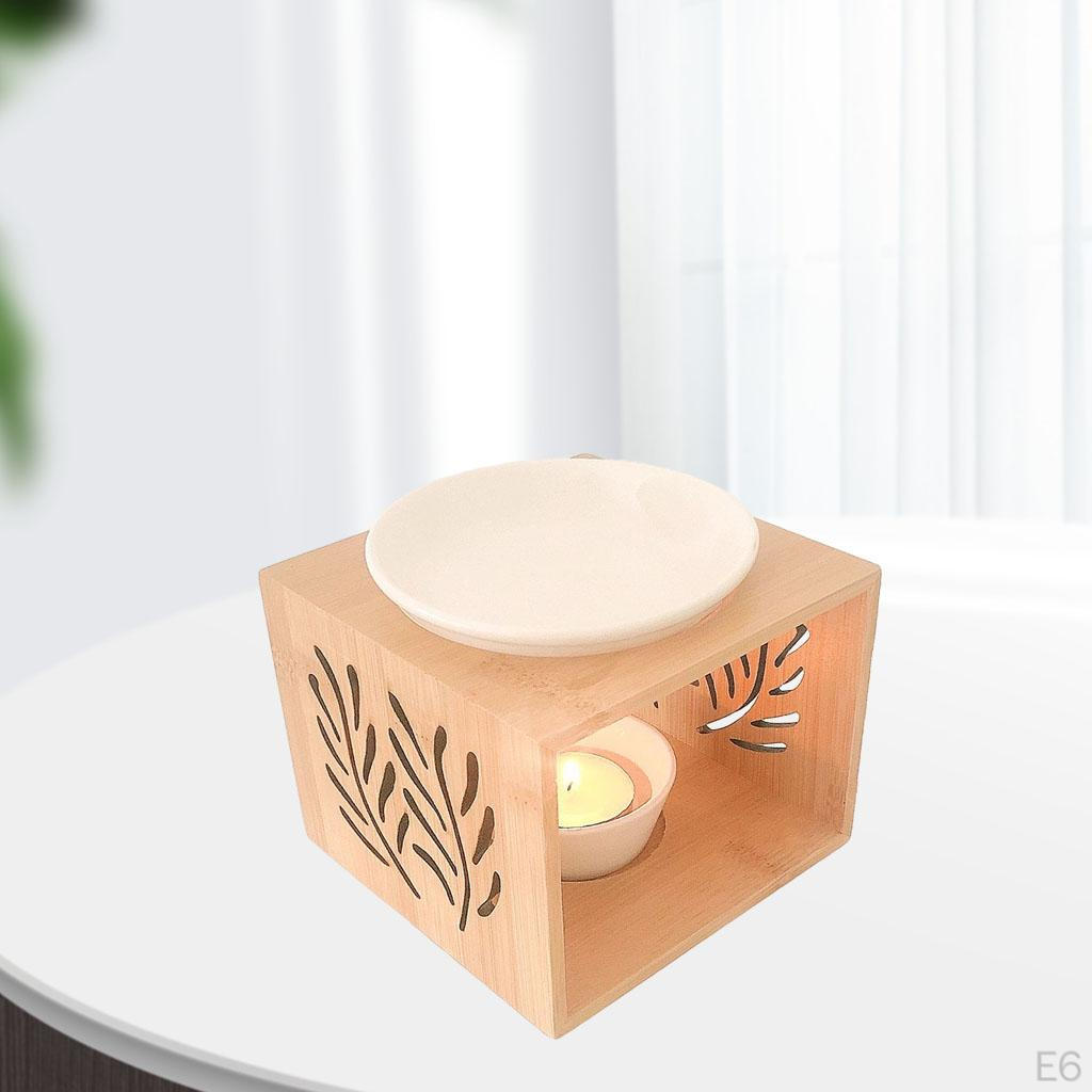Bamboo Ceramic Tealight Candle Holder Oil Burner Essential Diffuser Furnace Home Meditation Decor