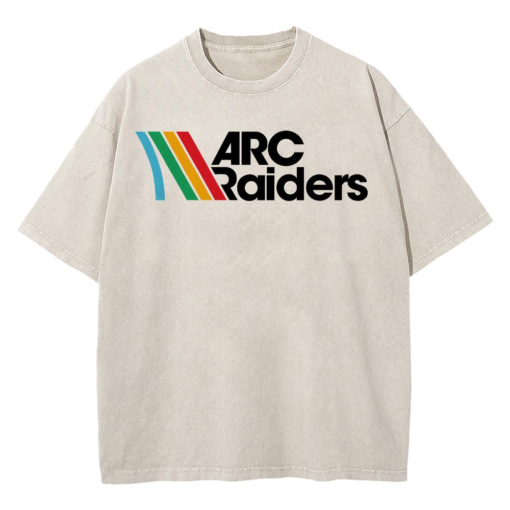 

Cotton Vintage Washed ARC Raiders T Shirt Fashion MenWomen Cartoon Video Game Scrappy Oversize Loose Acid Wash Tees Shirts S