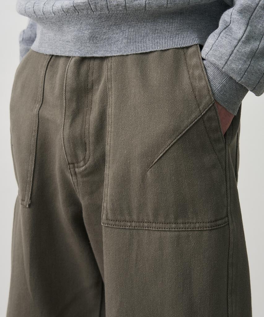 DRAW FIT Curved Washed Fatigue Pants [Khaki Beige]