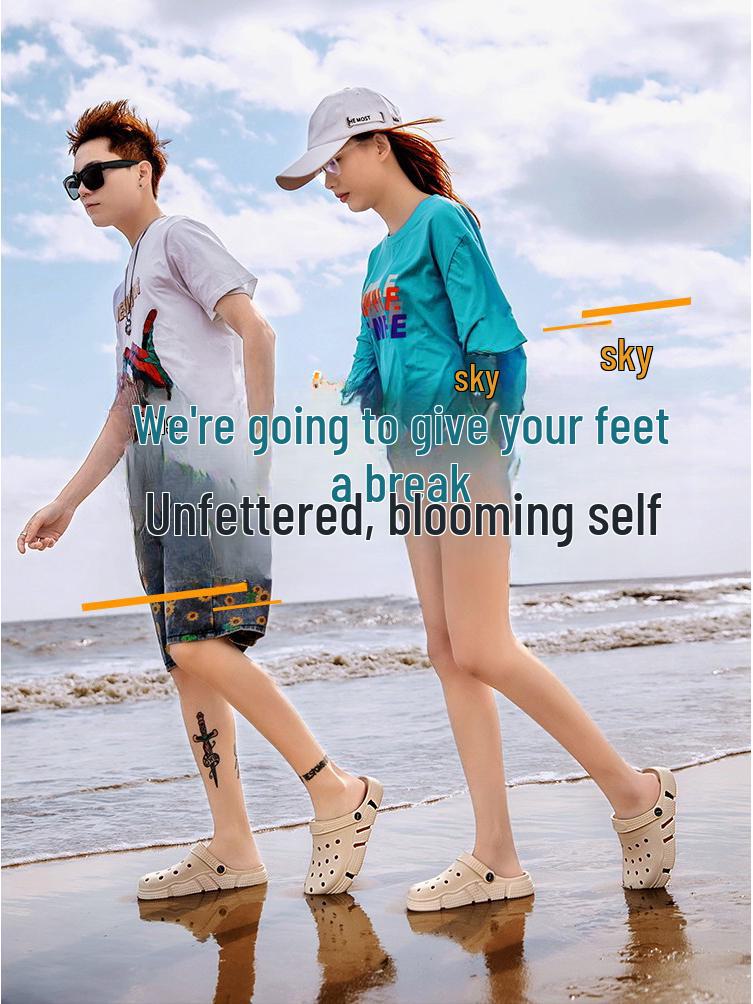 Men's Hole Shoes Sandals: Plus Size Outdoor Slippers for Travel and Beach.