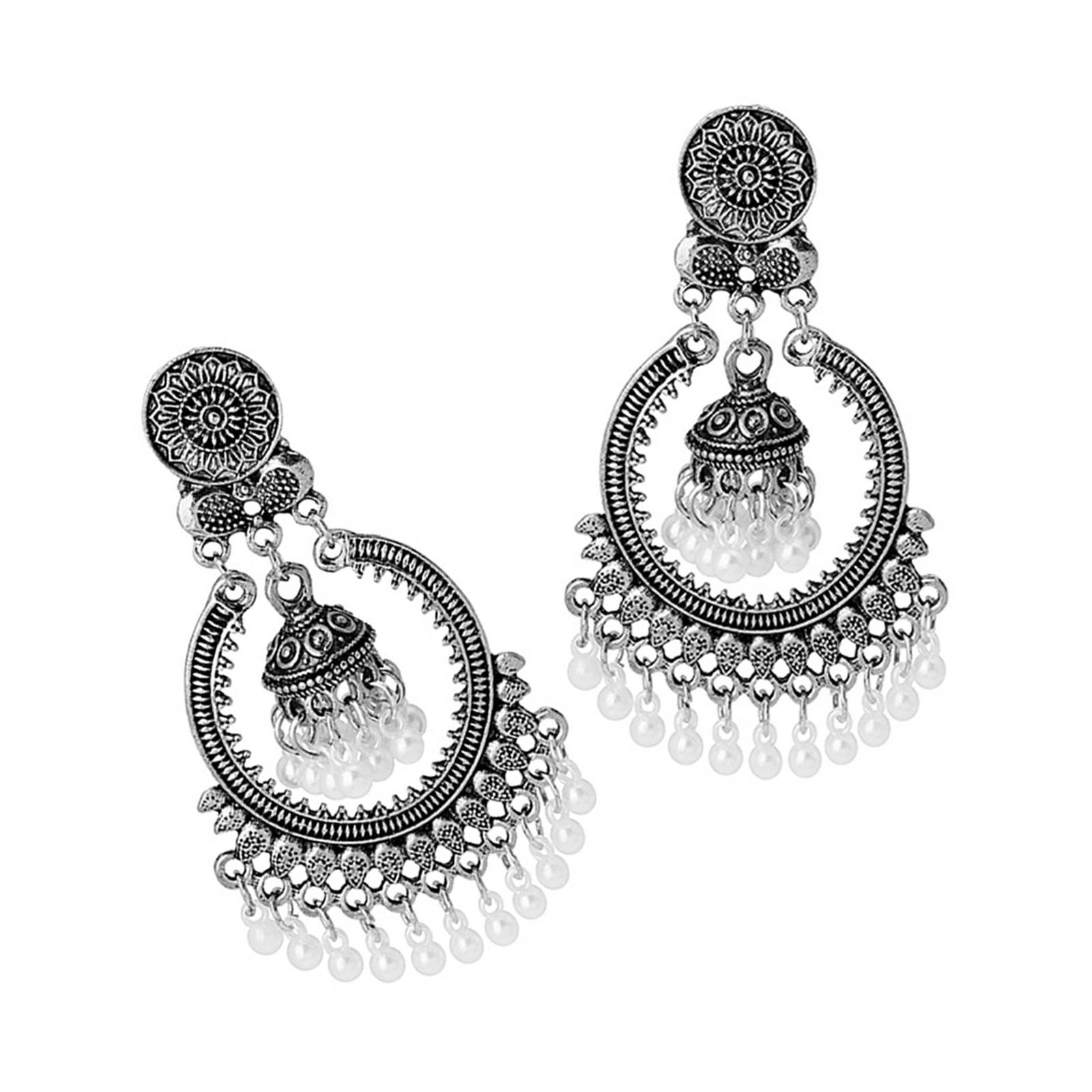 

Серьги ручной работы Жемчужные серьги с кисточками Винтажные длинные серьги-подвески Текстура сплава Подходят для вечеринок и свадеб