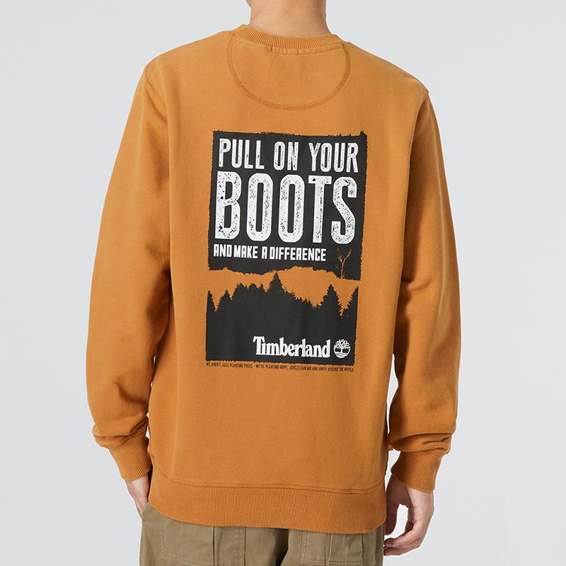 Timberland Af Boot Rundhals-Sweatshirt Schlichter Buchstabenaufdruck Sportlich Lässig Rundhals-Sweatshirt Herren-Sweatshirt Weizen A699D-P47