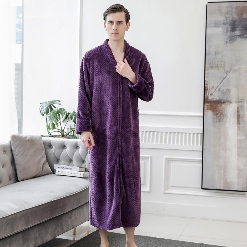 Flanell-Bademantel für Paare: Verdicktes, Überlanges, Übergrößen-Nachthemd für Männer und Frauen