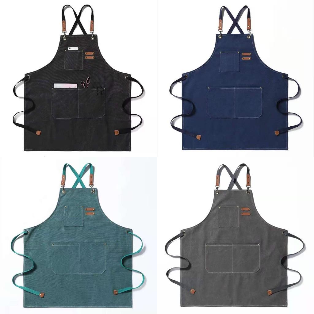 Thickened Cotton All Canvas Apron Coffee Barbershop Milk Tea Shop Home Kitchen