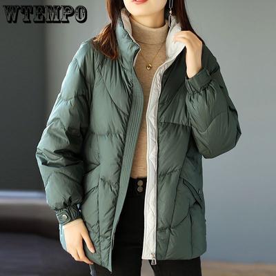 Veste en coton pour femme à la mode Col montant Manches longues Chaude Hiver Nouveau Version coréenne Ample Épissure Contrastée Veste en coton
