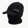 Winter men's integrated knitted hat with brim scarf face protection pullover hat outdoor cycling warm middle-aged and elderly wool hat