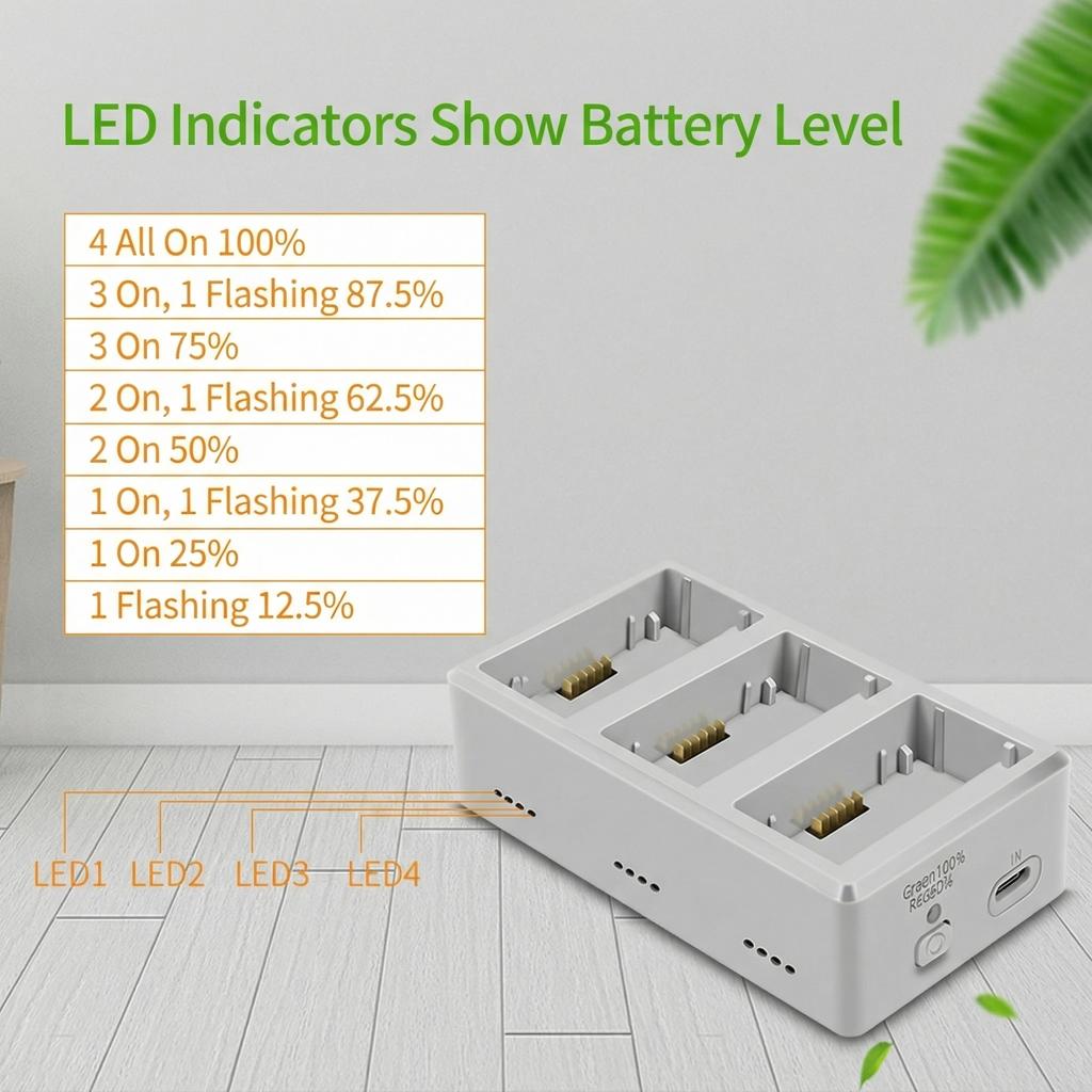 Multifunction Travel Charging Dock For Drones Battery Supports 3 Batteries Simultaneous Charge And Power Mode