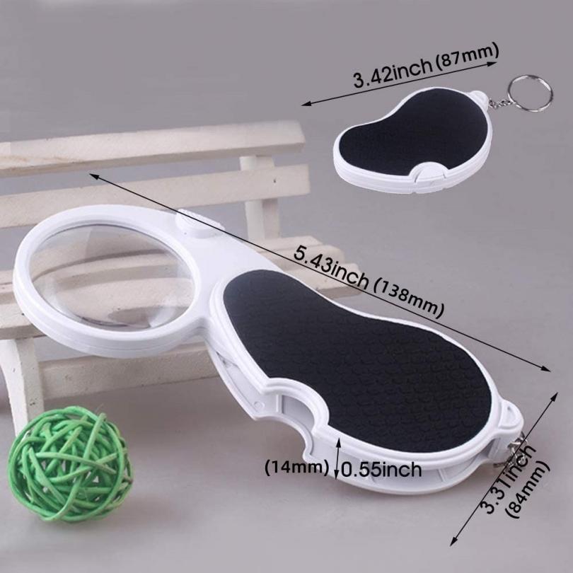 5X LED Light Folding  Magnifier, Handheld Pocket Magnifying Glass