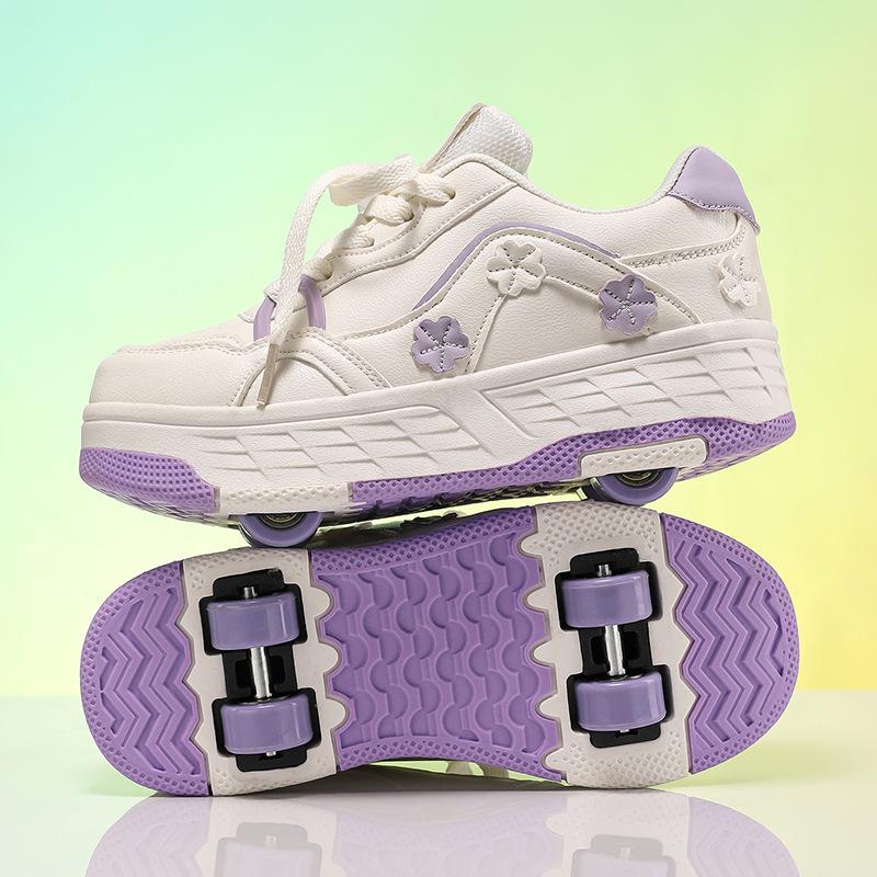 Four-Wheel Runaway Shoes For Boys And Girls Adult Roller Skates Ultra-Light Wheel Shoes Removable Student Double-Wheel Flight Shoes