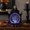 Unique Halloween Gift for Friends LED Lighted Faux Crystal Ball Decoration, Resin Witch/Skeleton/Cat/Ghost Figurine with Led Light