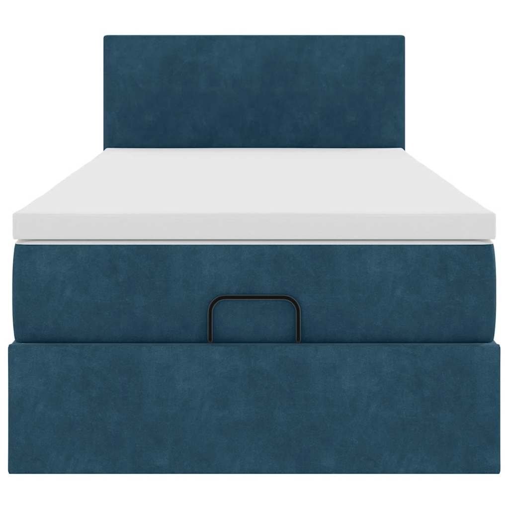 Ottoman Bed with Mattress Dark Blue 90x200 Cm Velvet