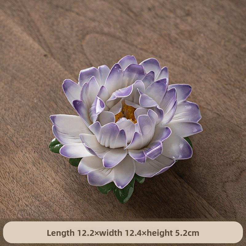 Simulated hand-squeezed peony flower porcelain flower ceramic thread incense seat incense insert tea ceremony desktop decorative