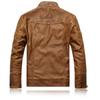 Men's PU Leather Jacket, Fashionable Motorcycle Leather Jacket, Velvet Retro Style Men's Stand Collar Leather Jacket