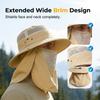Sun Bucket Hat for Men and Women, Detachable Face Cover Sun Hats,Wide Brim Fish Hat with Neck Flap UV Protection for Hiking