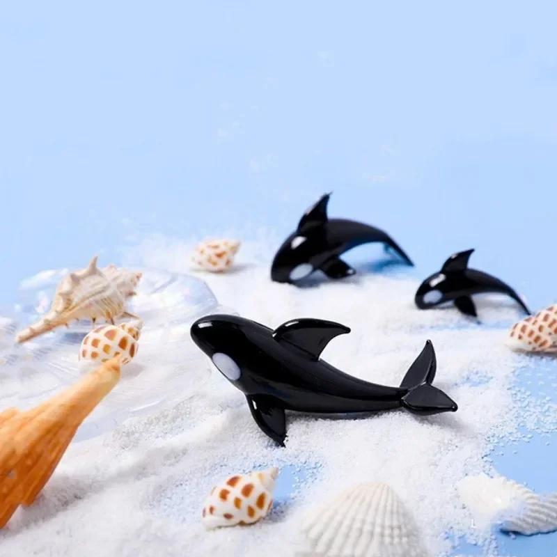 Mini-Wal-Modell Handgefertigter Schmuck Glas-Schreibtischdekoration Glas-Orca-Modelle für Kinder Geschenke Tischfiguren Zubehör