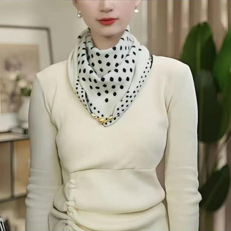 Элегантный женский вязаный треугольный шарф с магнитной застежкой и воротник-шарф