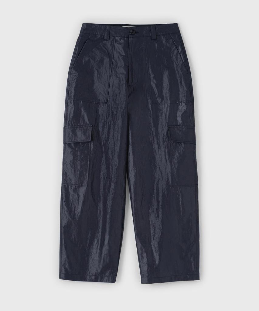 Yunse [Unisex] Glossy Cargo Pants (Black)