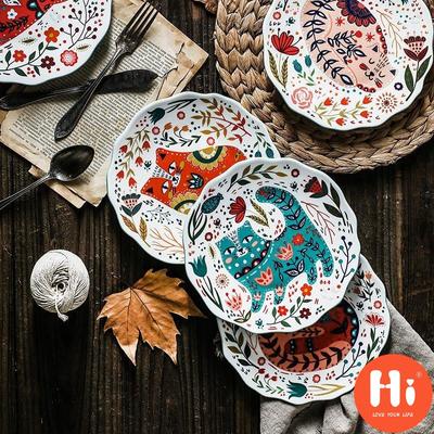 Hallo 8 Zoll Nordic Kreative Cartoon Handbemalte Katze Platte Keramik Geschirr Unter Glasierte Dessert Teller Mikrowelle Snack Steak Platte