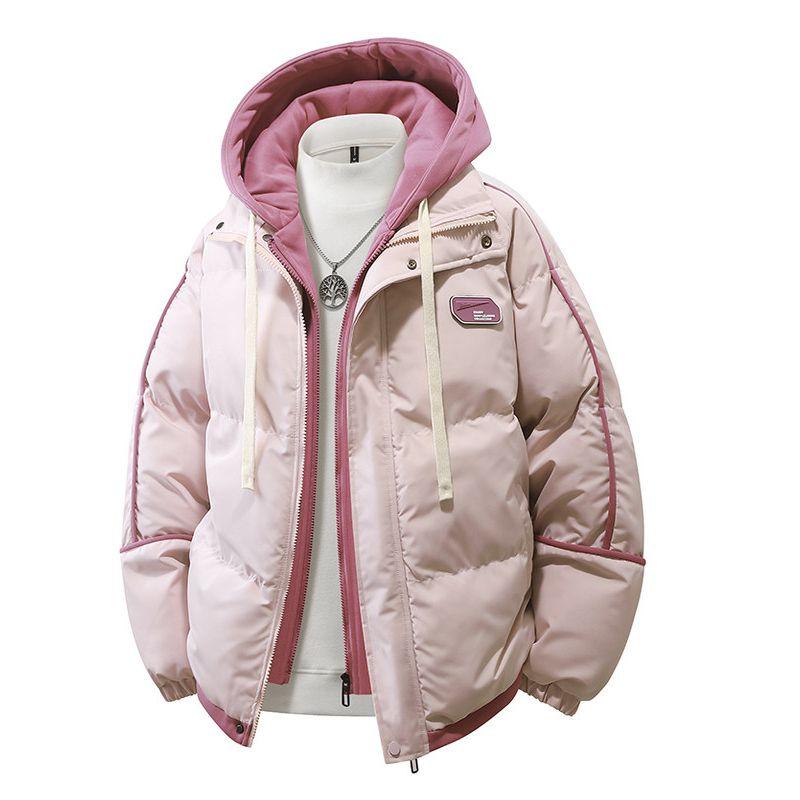 Winter New Thick Cotton Jacket for Men and Women, Versatile Casual Fake Two-Piece Hooded Puffer Jacket Trendy