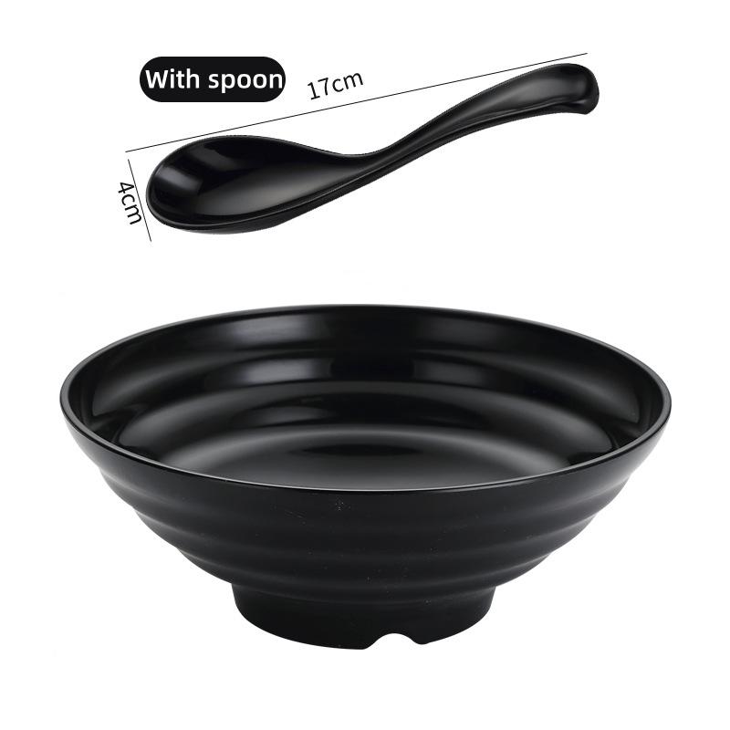 JIATA Fashion Black Large Striped Ramen Bowl Large Caliber And Large Capacity High Temperature Resistance Anti fall and durable