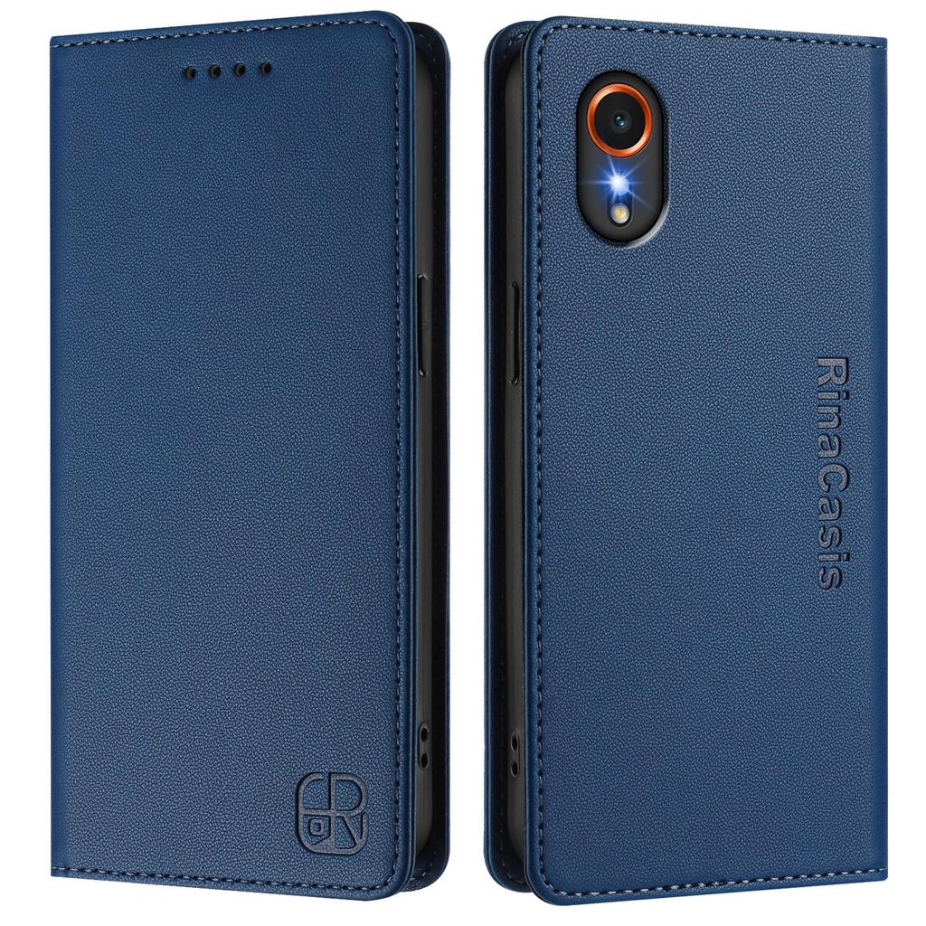 For Samsung Galaxy Xcover7 Leather Case RINACASIS RC01 Phone Cover with RFID Blocking Wallet Stand