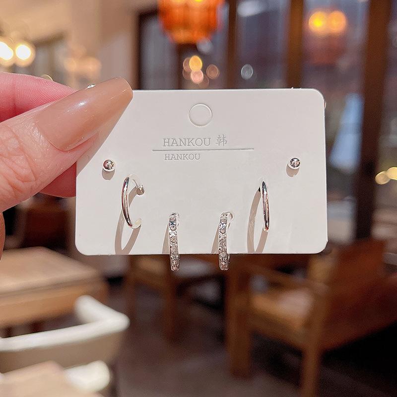 S925 Silver Needle Delicate Zircon Ear Set Small Stud Earrings