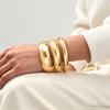 European and American Exaggerated Geometric Smooth Bracelet Three-piece Set, Women's Light Luxury Personalized Trend Metal Jewelry Set
