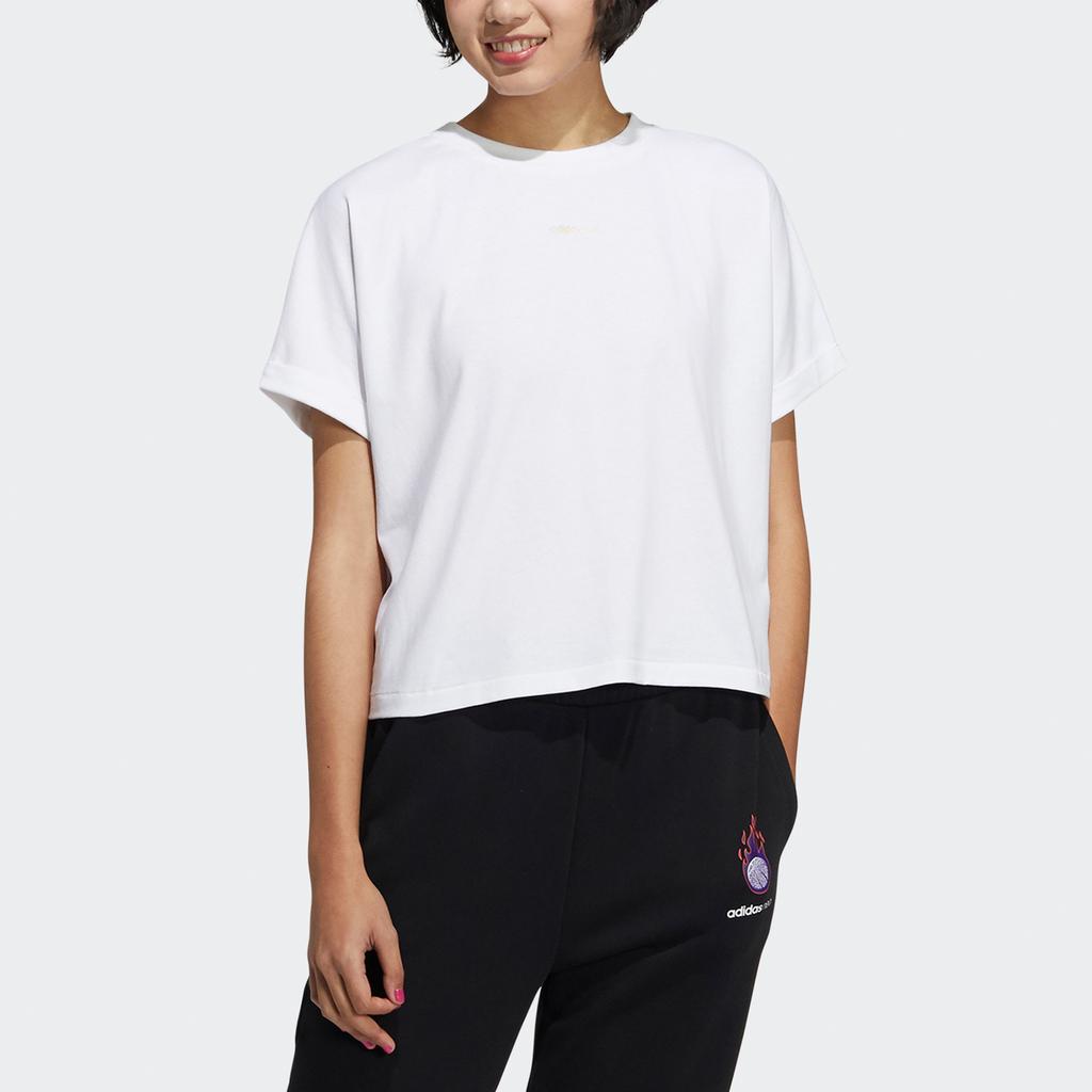 Adidas Neo Casual Straight-Leg Letter Print Sports T-Shirt Women Tops White H16281