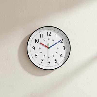 Colorful Early Education Wall Clock Round Mute Electronic Color Clock Punch-free Minimalist Learning Wall Hanging Clock