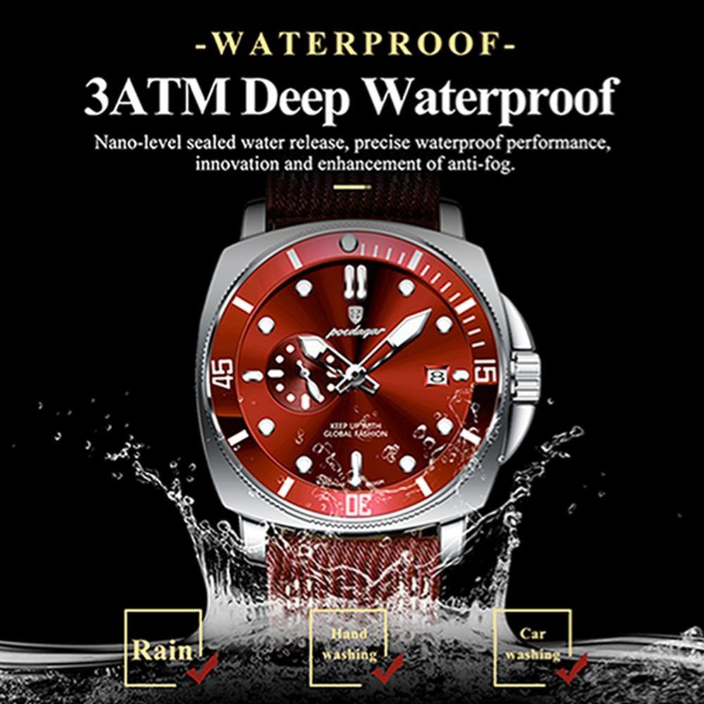POEDAGAR Quartz Movement Luminous Hands Watch Mens Casual Nylon Strap Date Male Wristwatches Waterproof Clcok