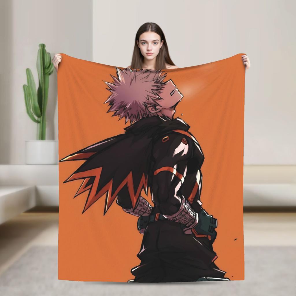 Katsuki Bakugo Anime  Blanket  Warm Soft Funny Plush Bedding Throws For Home Decor Travel Office Flannel Bedspread Bed Cover