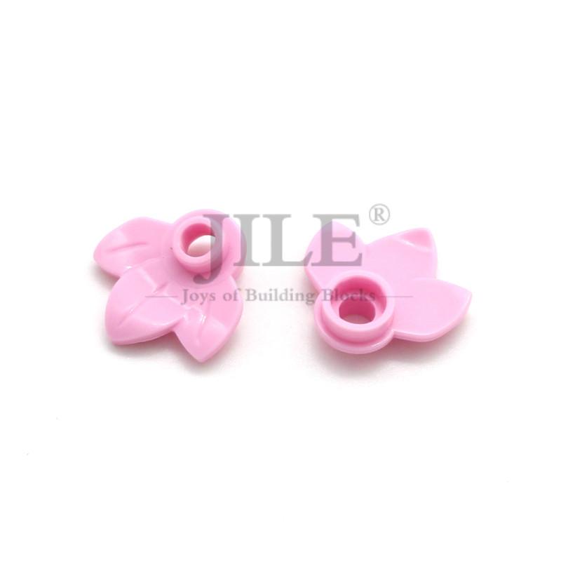 50pcs Moc Plant Plate Round 1x1 with 3 Leaves 32607 DIY Enlighten Building Blocks Bricks Compatible Assembles Parts Street View