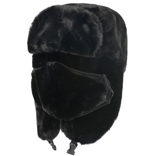 Warm Pink Ski Earflaps Mask Soviet Hat 