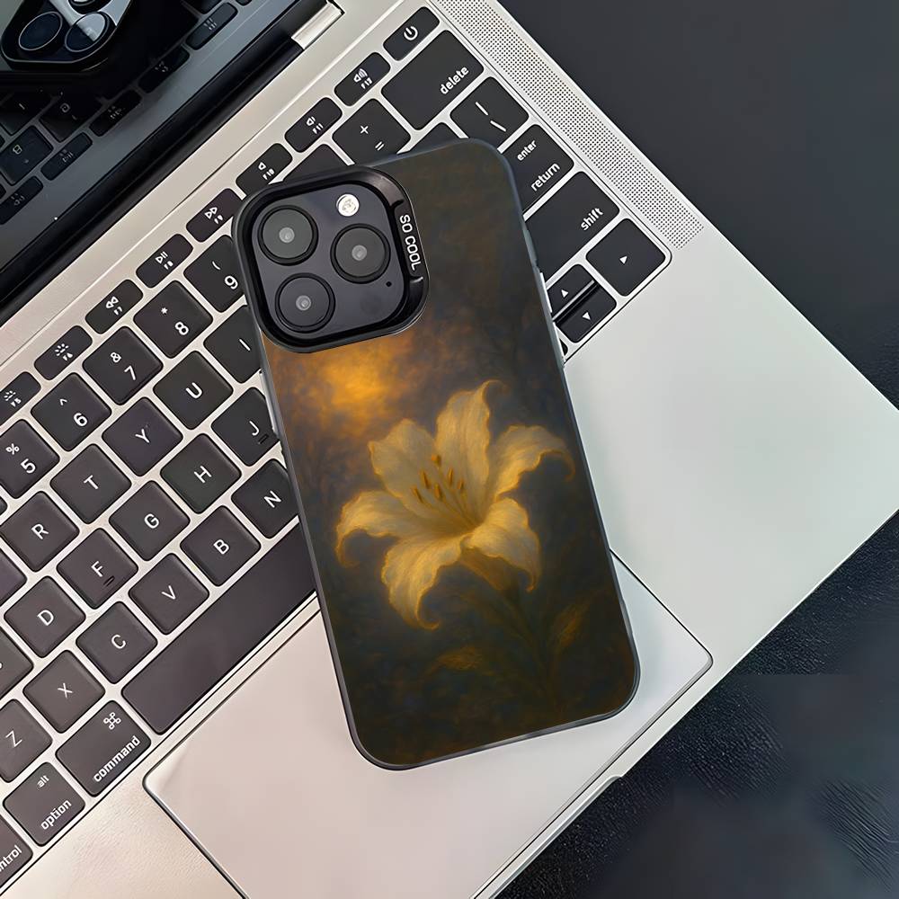 

Oil Painting Lily Retro Pattern Phone Case For iPhone 17,16,15,14,13,12,11,Pro,XS,Max,Plus,Mini,SE Black Matte Shockproof Cover iPhone13PRO