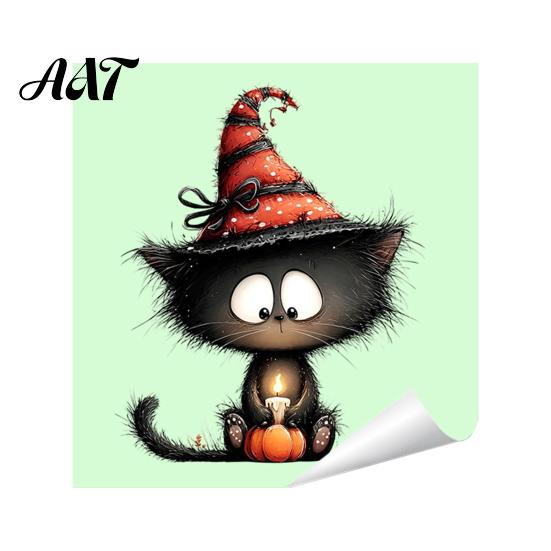 Night Light Switch Cover Decor Halloween Glow in The Dark Outlet Stickers, Cute Black Cat Witch Moonlight Stickers Pumpkin Skull Wall Decals, A
