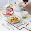1Pc Ceramic Long Handle Spoon Cute Ice Cream Hand Painted Dessert Spoon With Long Handle Kitchen Tableware Accessories
