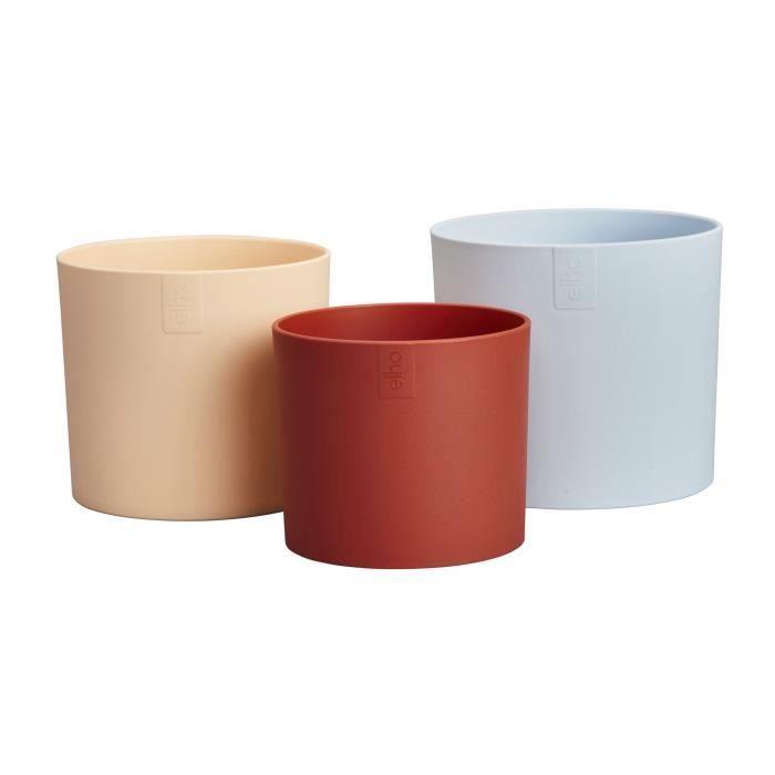 ELHO Flower Pots Lex Pott - Set 14 Cm - Blue Pink Orange - L 14 X W 13.8 X H 12 Cm - Indoor - 100% Recycled