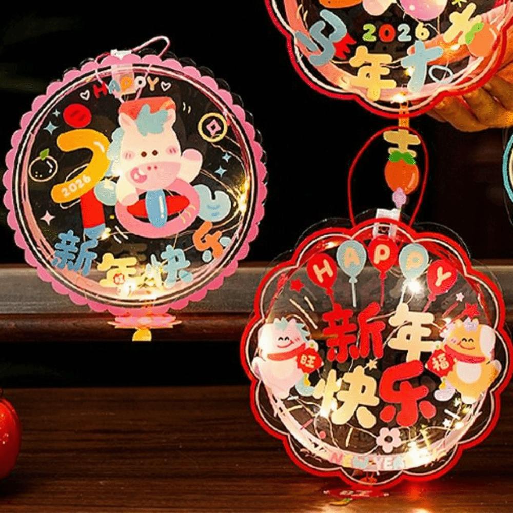 Ancient Chinese New Year Lantern Luminous Cartoon 2026 Horse Year Lantern PVC Traditional Handheld Lantern Hanfu Accessories