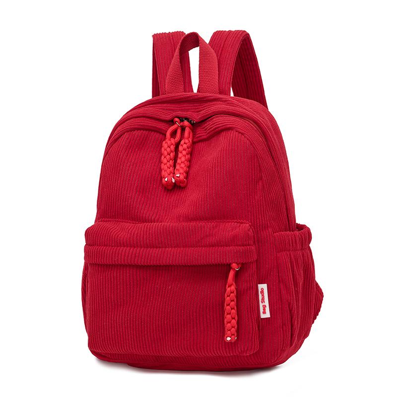 Kordfløyel Skolesekk Dame Ryggsekk Stor Kapasitet Student Reise Ryggsekk