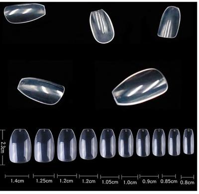 Acrylic Clear Nails Tips Short Coffin 500PCS Artificial False Nail Tip Full Cover 10 Sizes for Art Salons & Home DIY (clear)
