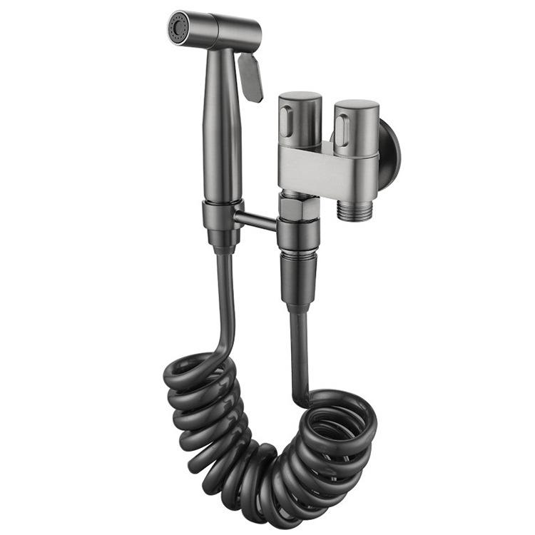 Bathroom Toilet Flush Spray Gun Faucet Women's Washing Device One in Two Out High Pressure Flusher Water Gun Bathroom Facilities