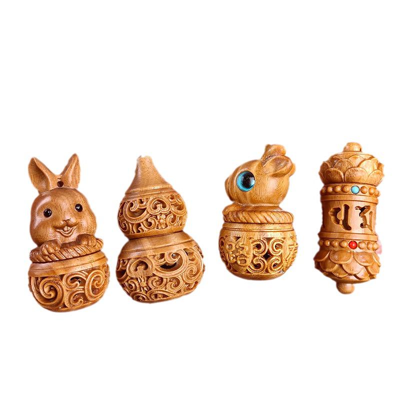 Green Sandalwood Gourd Pendant Phone Charm and DIY Hollow Ornament Jewelry.