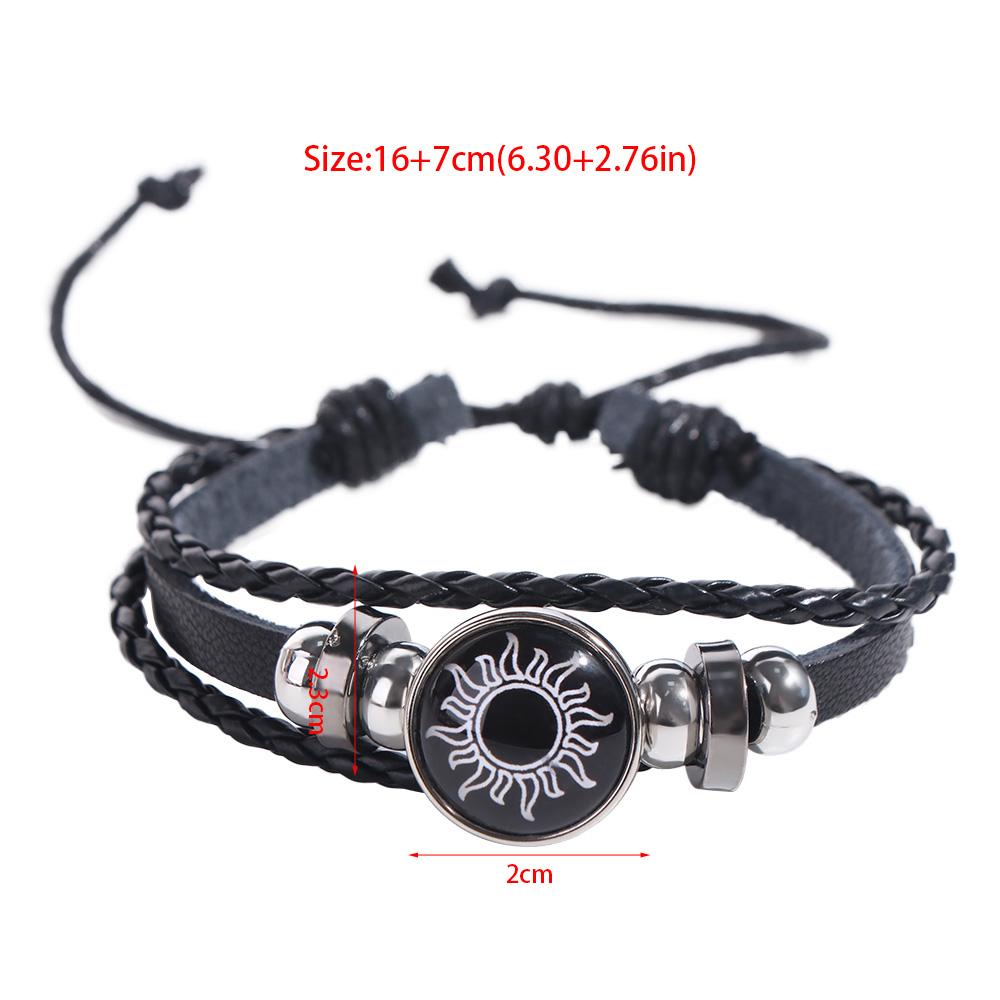 Luminous Leather Bracelet Sun Moon Bead Woven Bracelet Unique Knitted Hand Chain  Couple